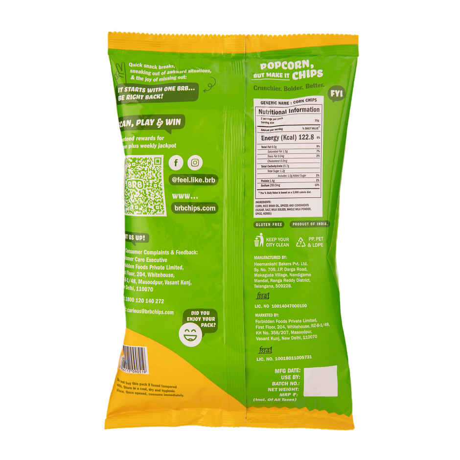 Brb Popcorn Chips - Cheese & Olive Flavour