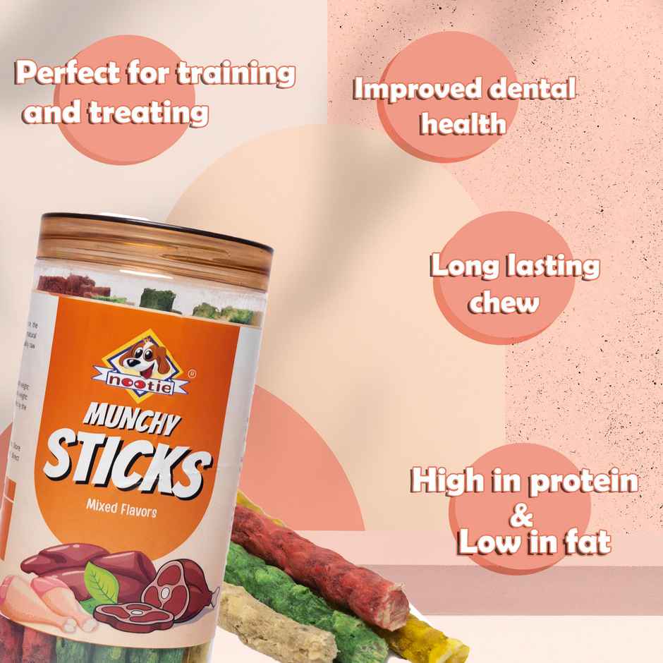 Nootie Munchy Sticks For All Stages Dogs Perfect For Training & Treating Long Lasting Chew (Mixed)