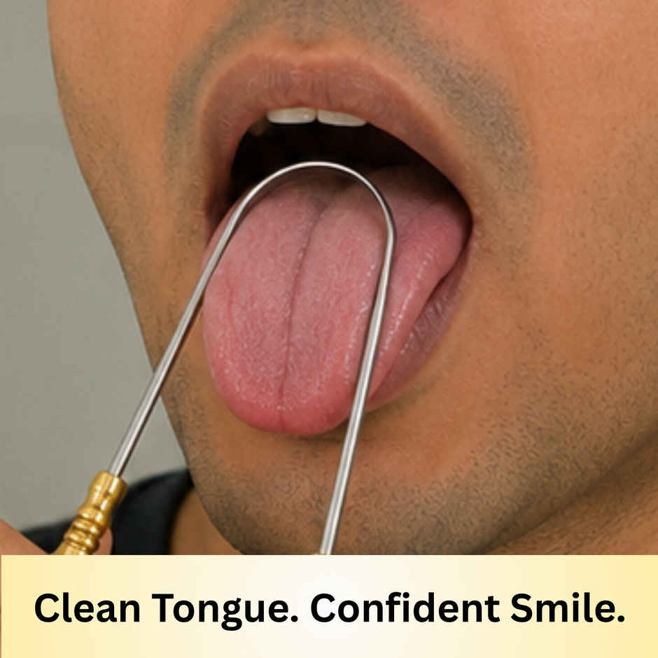 Midazzle Stainless Steel Tongue Cleaner with Brass Handle | MIOT7503