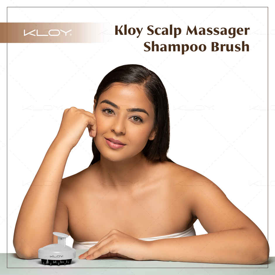 Kloy Round Hair Scalp Massager Shampoo Brush | Super Soft Bristles | Anti-Dandruff | White