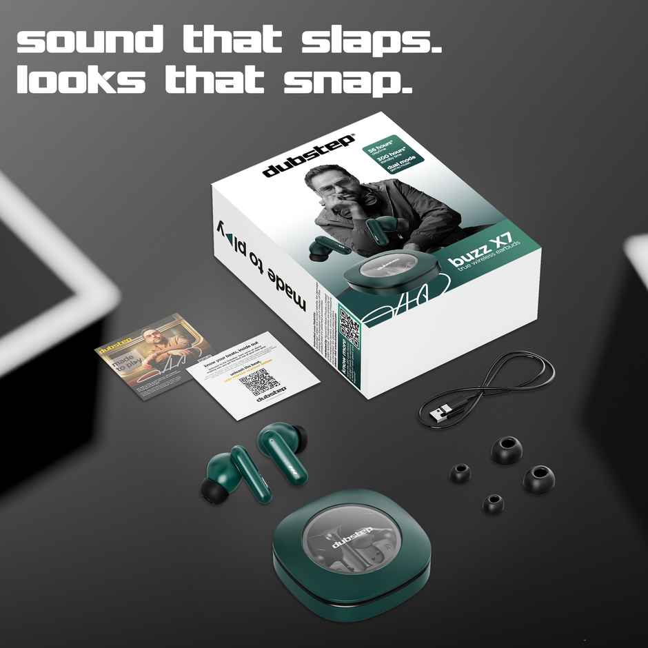 Dubstep Buzz X7 With 56 Hrs Playtime ENC TWS Earbuds | Green