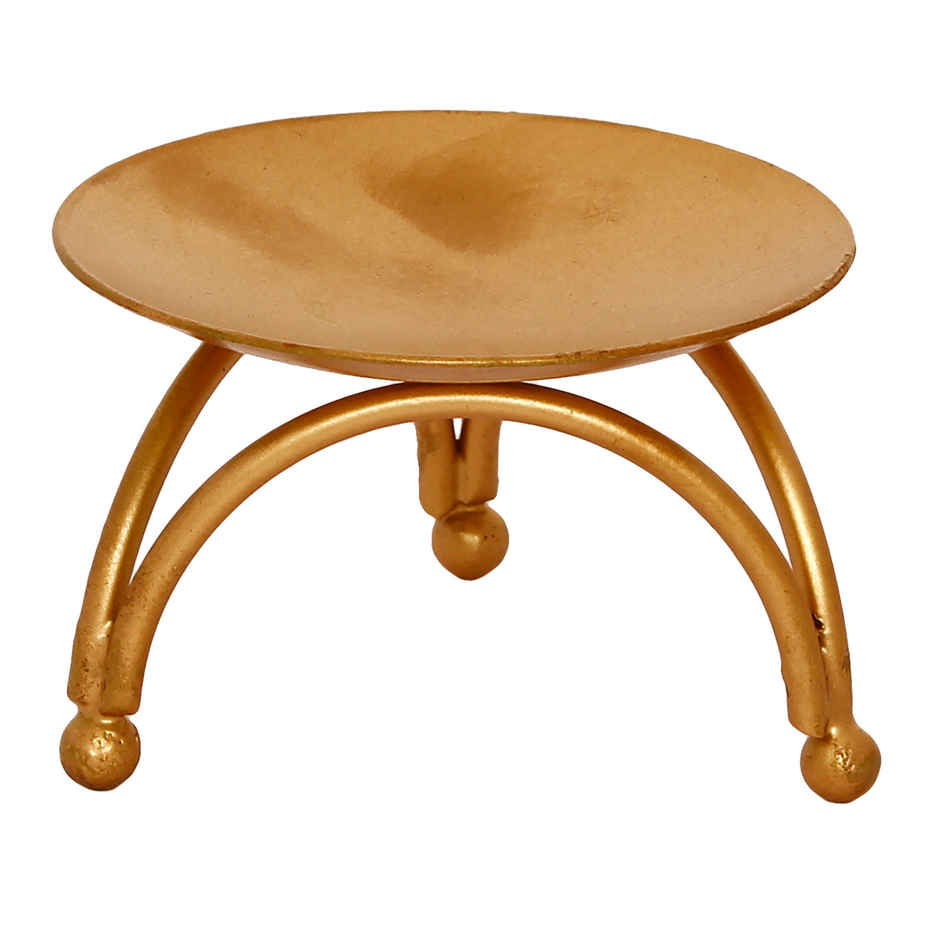 eCraftIndia Decorative Handcrafted Golden Metal Tea Light Candle Holder Stand