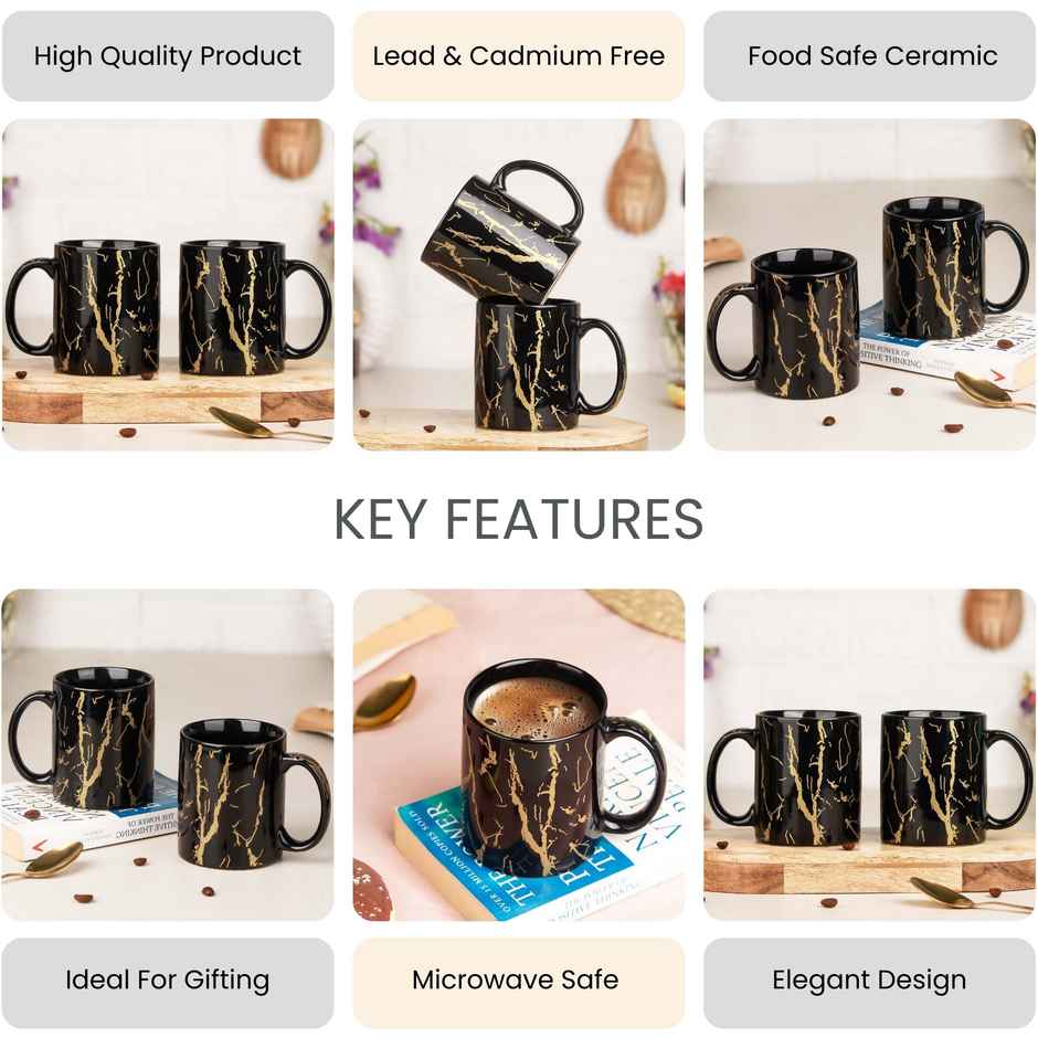 The Earth Store Black Copper Ceramic Coffee Mug | 370 ml | Tea/ Milk Mugs