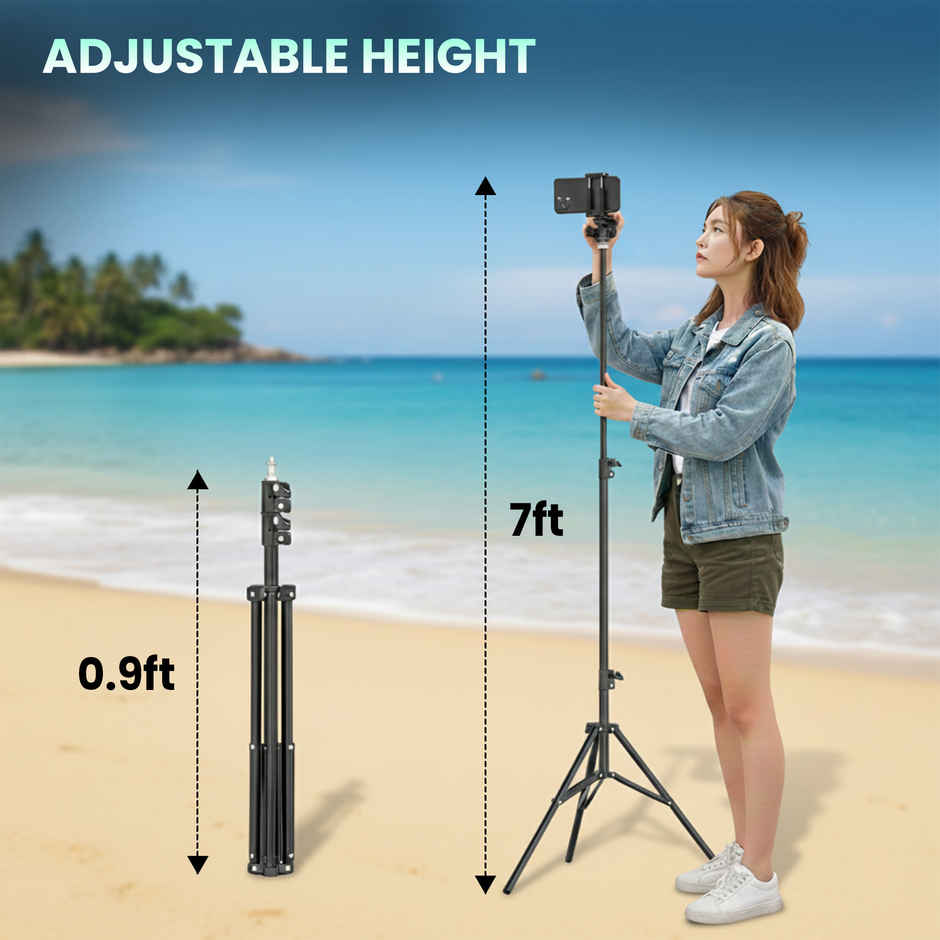 Kratos 7 Feet Tripod Stand | Lightweight | Portable | Aluminum Alloy Light Stand