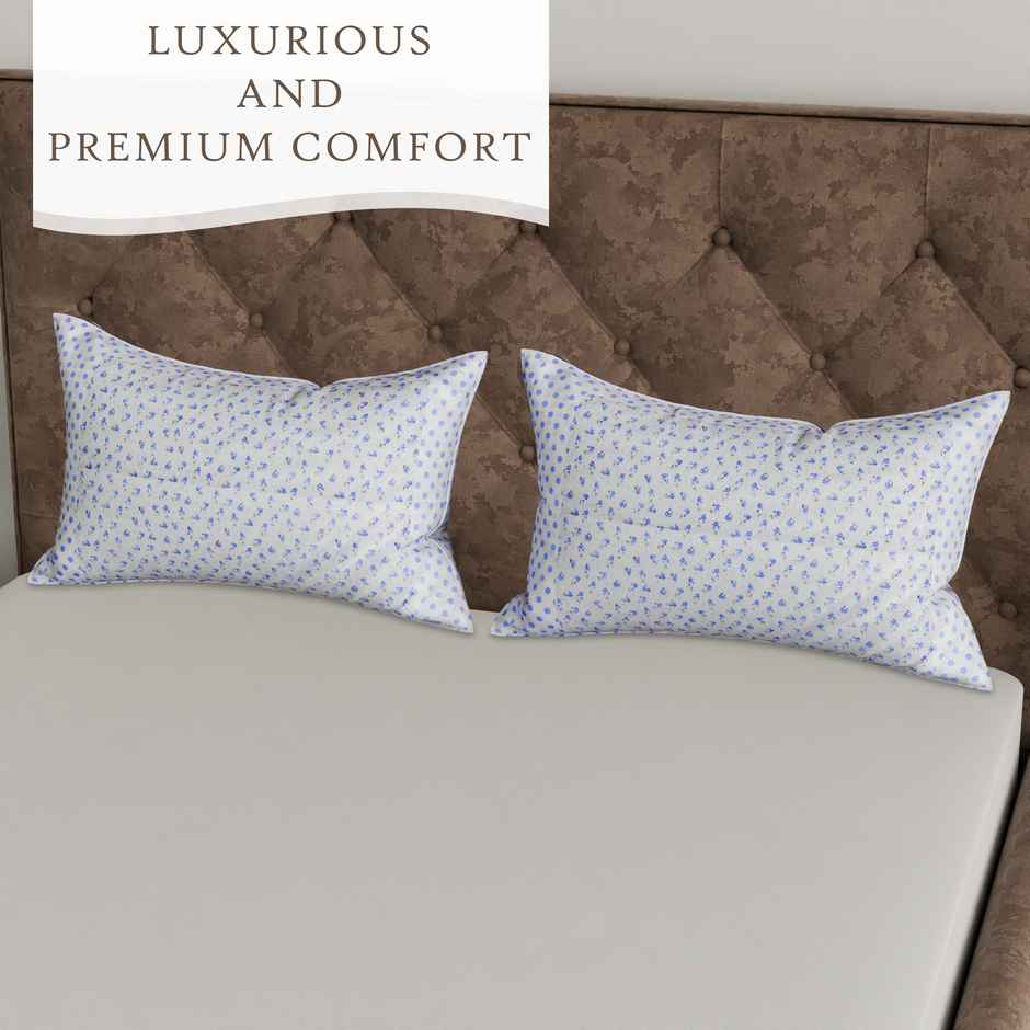 Kuber Industries Set of 2 Cotton Pillow Covers | Premium Cushion Covers | Dot Blue Flower