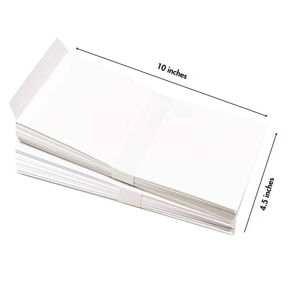 Saya White Envelopes 10 x 4.5 inch | 90 GSM Letter Envelopes | Pack of 50