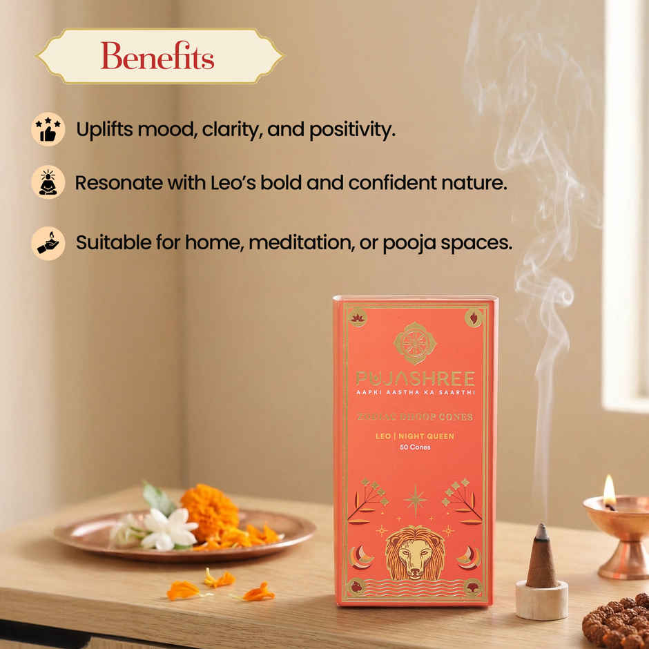 Pujashree Zodiac Dhoop Cones | Leo - Night Queen