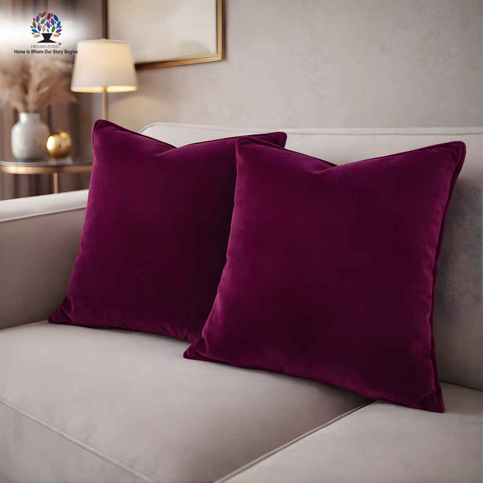 Dream Living Solid Cushion Covers Velvet Decorative Cushion Cover 40x40 cm | Set of 2 | Maroon