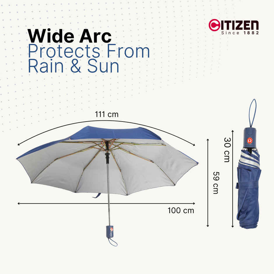 Citizen 3 Fold 22 Inch Auto Royal Blue Mono Silver Umbrella