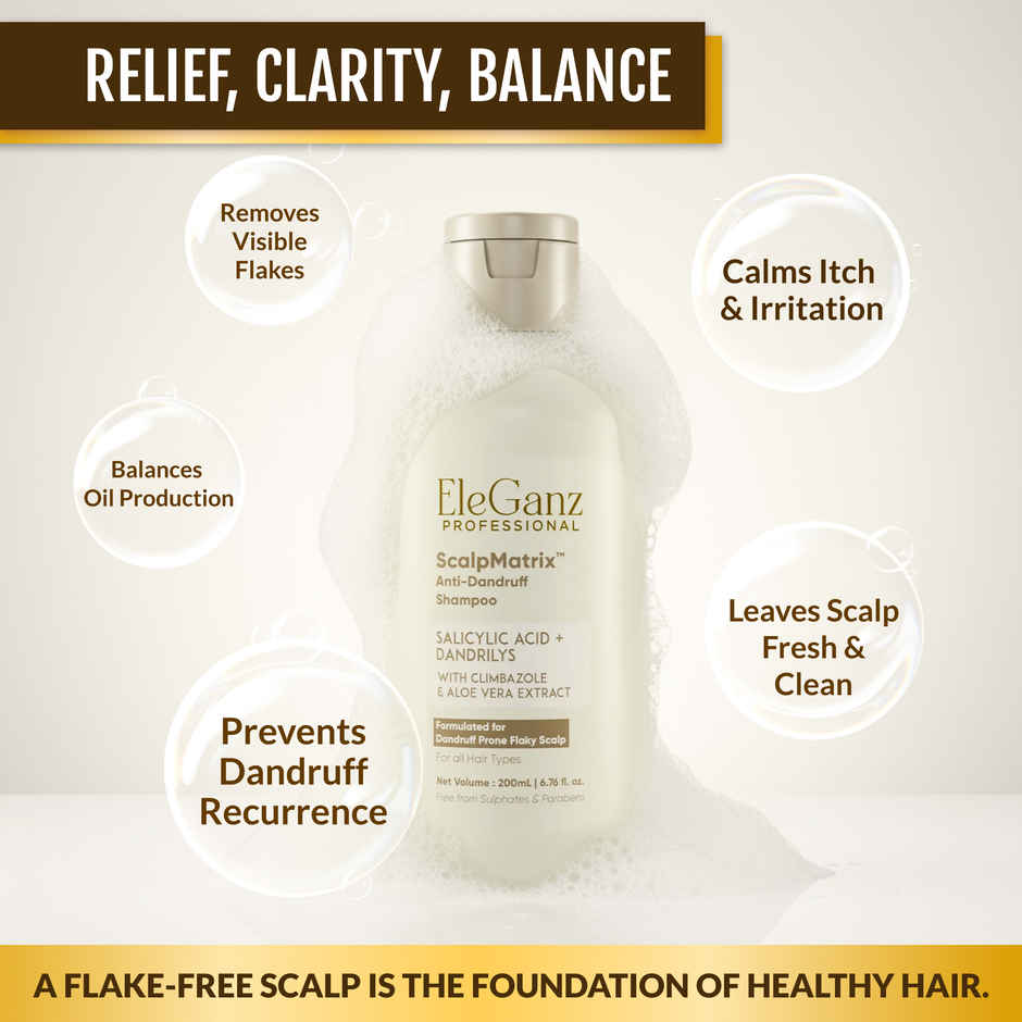 EleGanz Professional ScalpMatrix Anti-Dandruff Shampoo | Salicylic Acid + Dandrilys