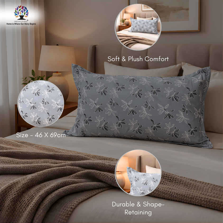 Dream Living Cotton Pillow Cover Set | Grey - 19 x 28 in