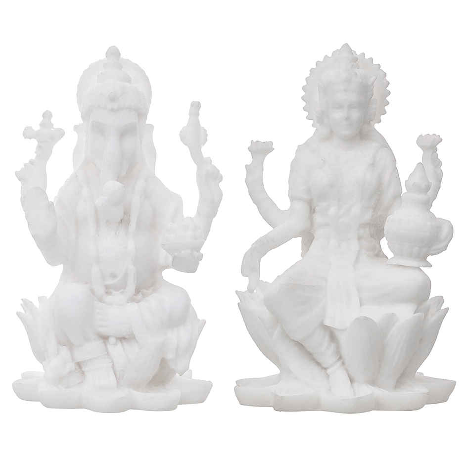 Resin Lakshmi Ganesh Murti for Pooja- Goddess Lakshmi & Lord Ganesha Idol | eCraftIndia