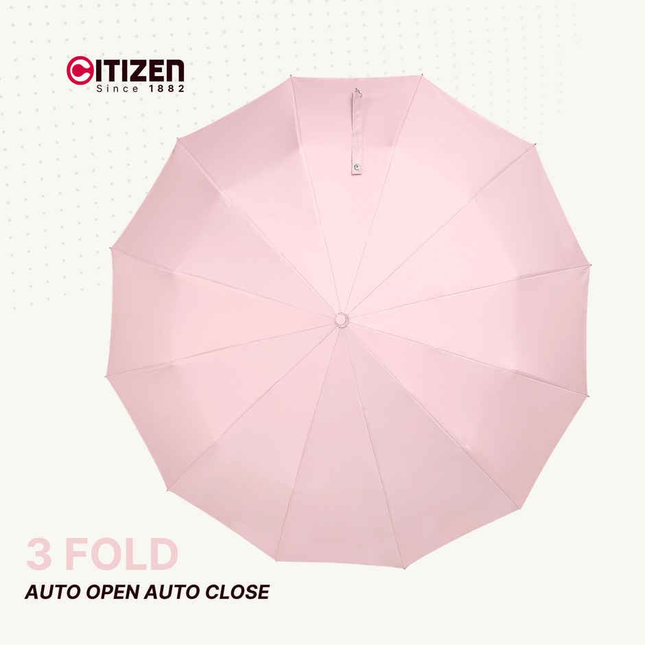 Citizen 23 5x12 3 Fold Auto Open Close Umbrella Glass Handle Baby Pink