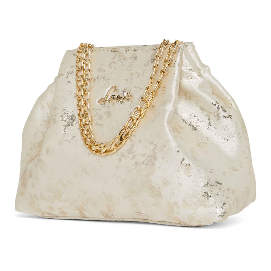 Lavie Women's Shaya Structured Potli Bags | Pouches for Festive Seasons & Wedding | Gold