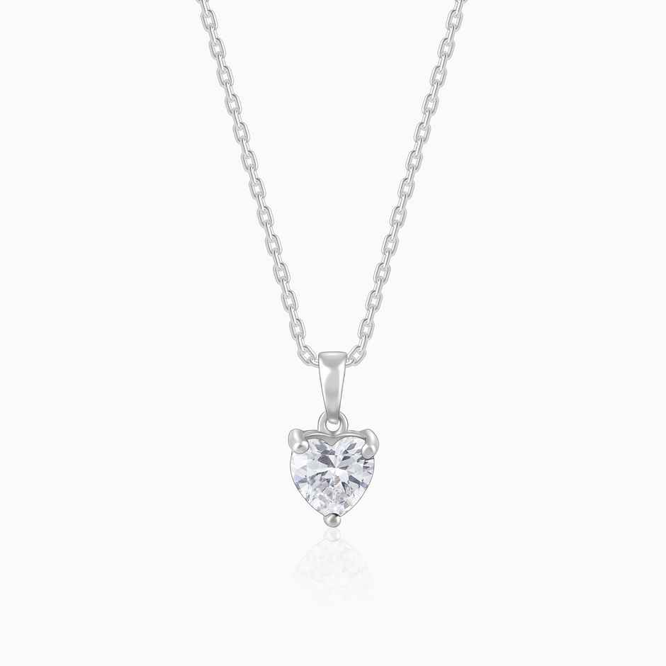 Giva Anushka Sharma Silver Solitaire Heart Pendant With Link Chain