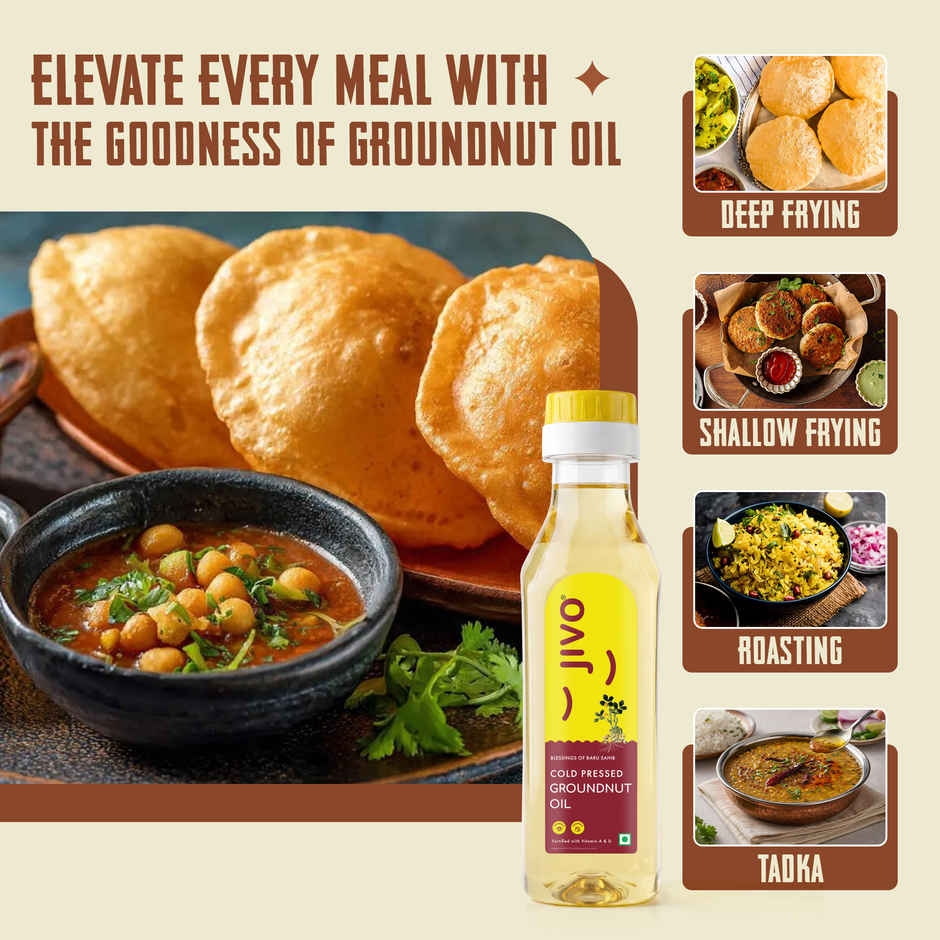 Jivo Groundnut (Peanut) Cold Pressed Oil | Vitamin Fortified Cooking Oil