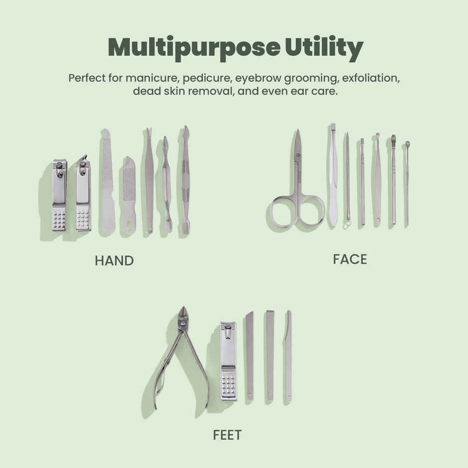 Bronson Professional Premium Manicure Pedicure and Ear Care Grooming Kit 19 Pcs with Storage Pouch