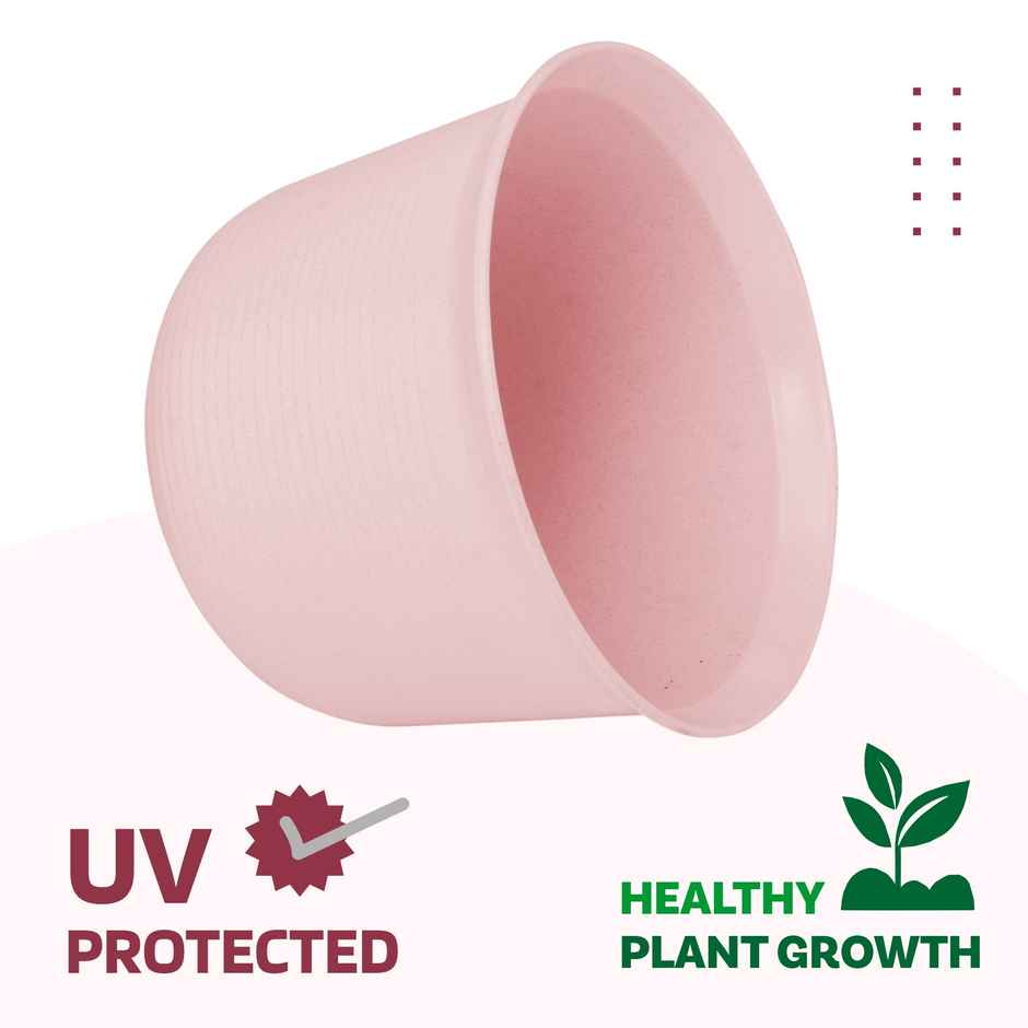 Kuber Industries 10 Inch Marble Sawera Design Flower Plant Pot | Pots for Garden Decor | Pink