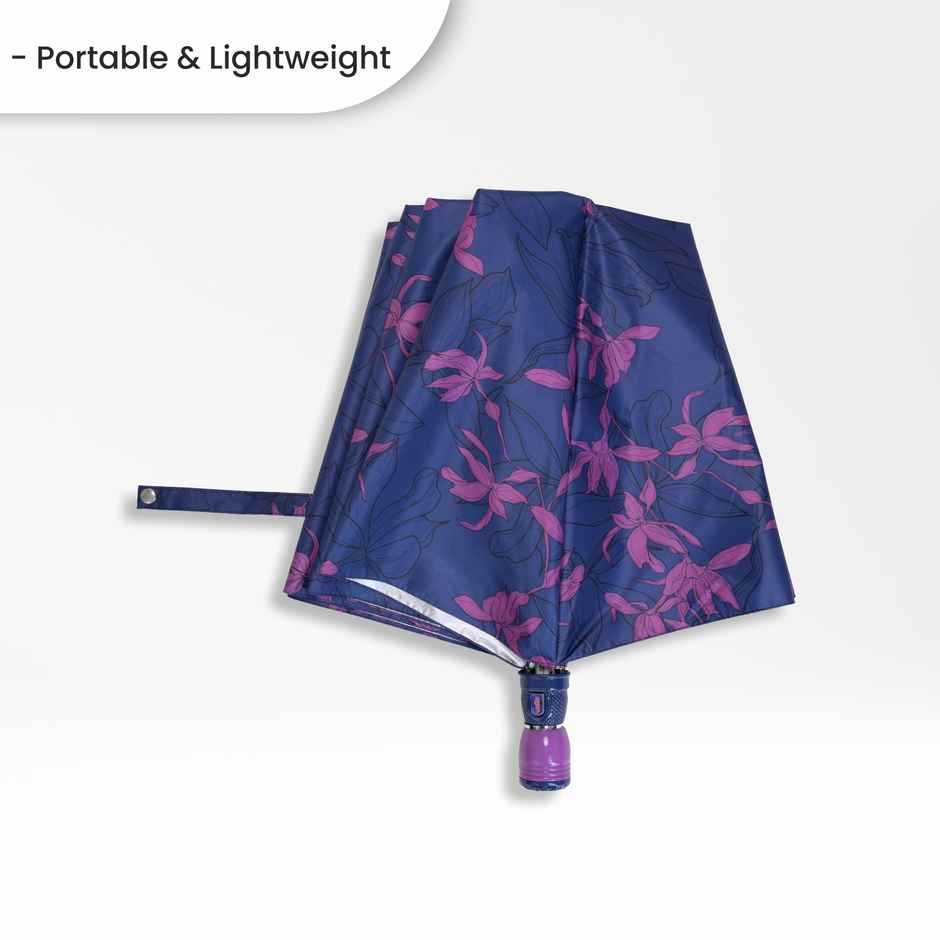 Cello Megha 21 Inch 2 Fold Mix Print Umbrella | Silver Blue