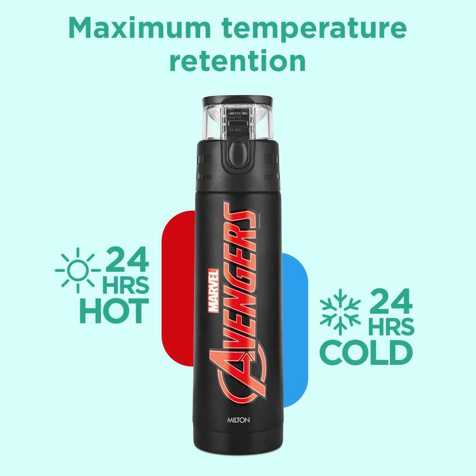 Milton Marvel Mighty Thermosteel Bottle | 750 ml | Black | Avengers