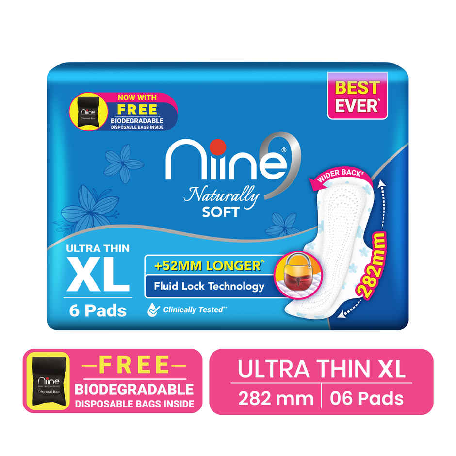 Niine Sanitary Napkins Ultra-Thin Naturally Soft - 282mm, | XL | 6 pcs