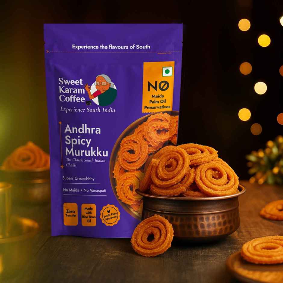 Sweet Karam Coffee Andhra Spicy Murukku Crisps (Chakli) - Namkeen Snacks