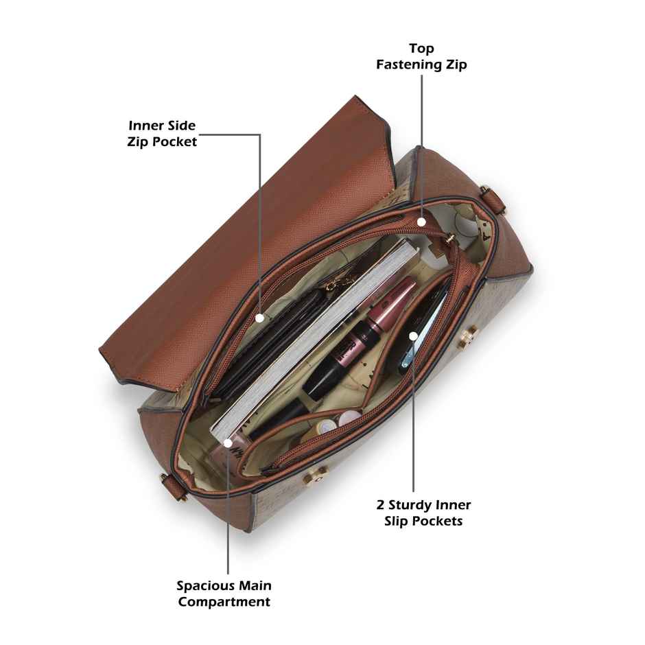 Lavie Women's Mono LL Becky Flap Satchel Handbag | Taupe