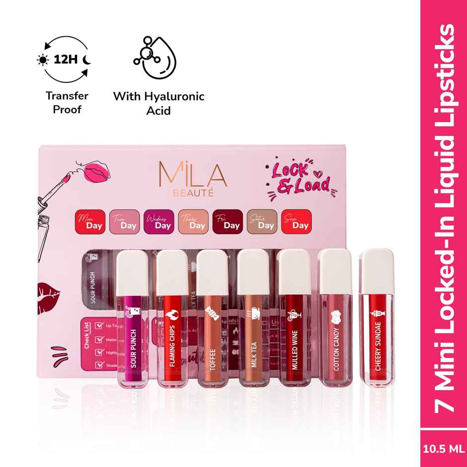 Mila Beaute 7 Day 7 Shades Mini Liquid Lipstick Gift Set 12 Hrs Non Transfer