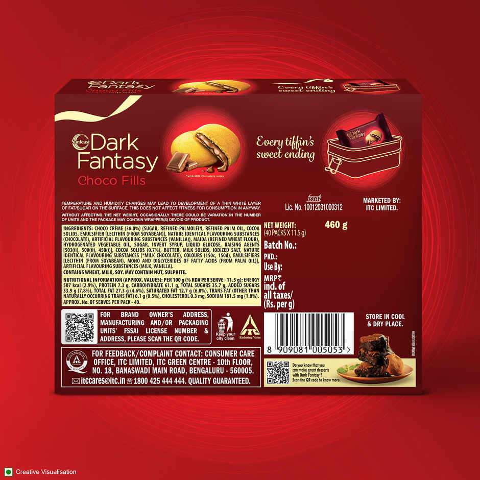 Sunfeast Dark Fantasy Choco Fills, Original Filled Cookies With Choco Creme