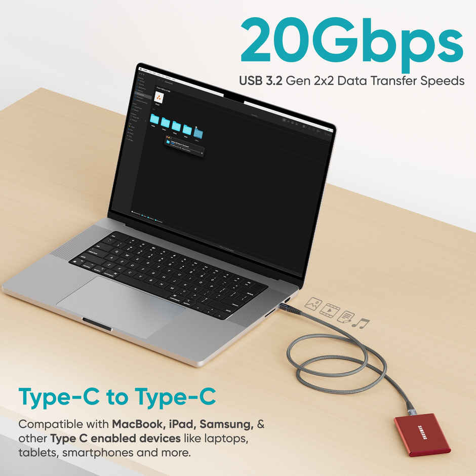 Ambrane 100W Type-C to Type-C Cable for Android | IOS | Macbook & Type C Devices | Black
