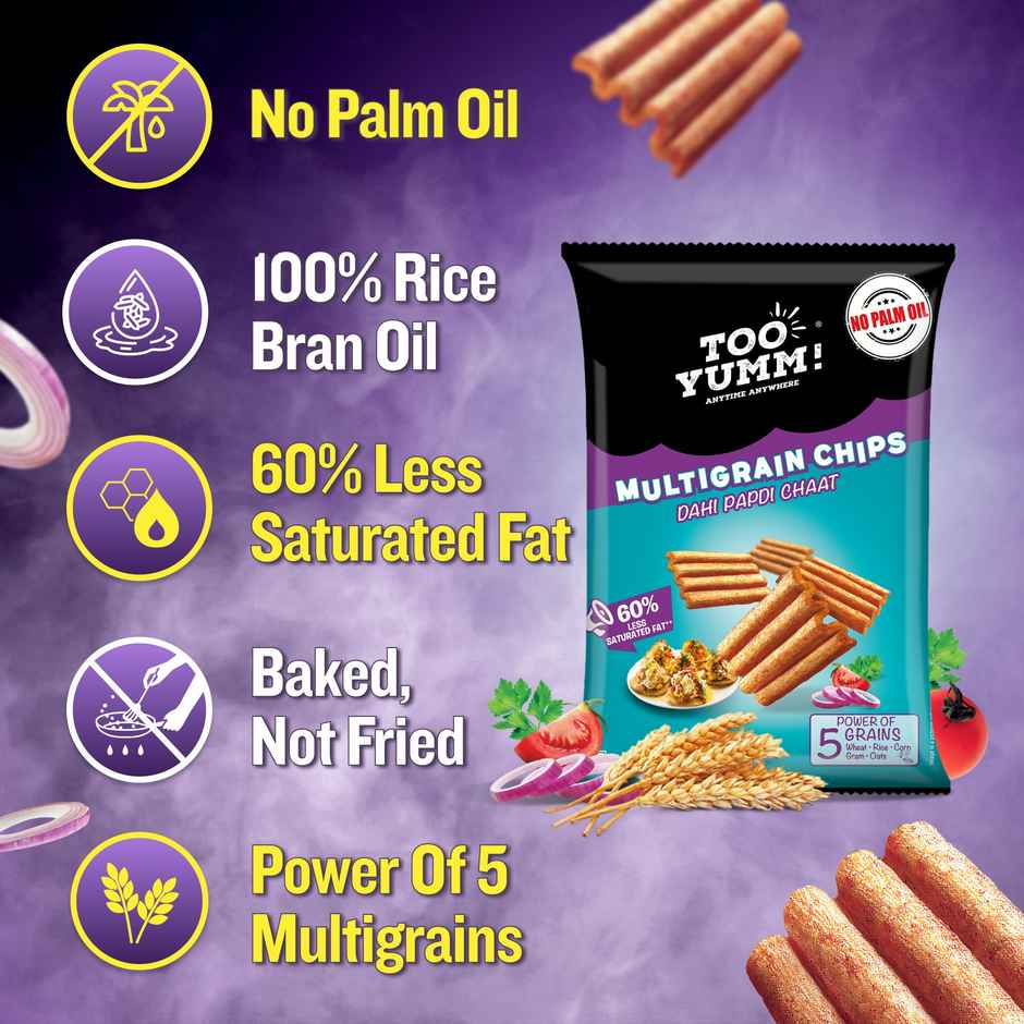 Too Yumm! Dahi Papdi Chaat Multigrain Chips | Protein Snack For Movies, Games, Parties & More(75gms) & Thums Up Soft Drink(750ml) Combo