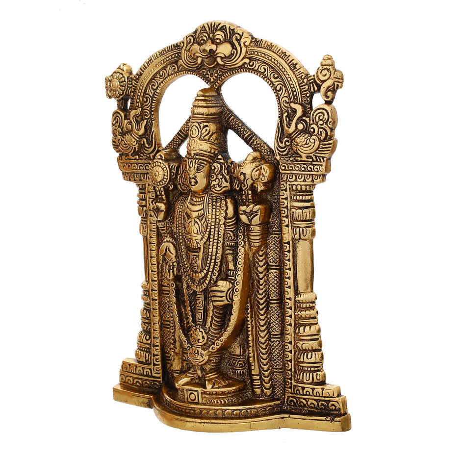 eCraftIndia Golden Metal Tirupati Balaji Idol, Lord Venkateswara Swamy Murti For Home