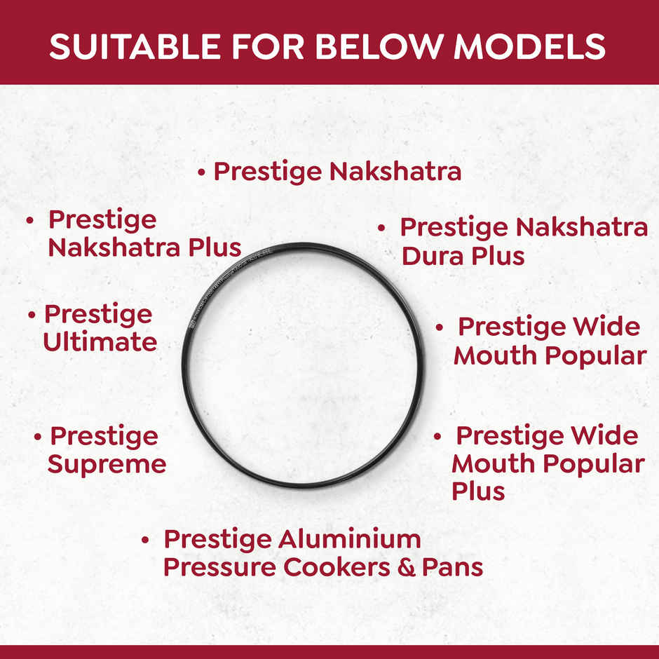 Prestige Nakshatra Inner Lid Pressure Cooker Gasket, 3 & 4 Litres - Black