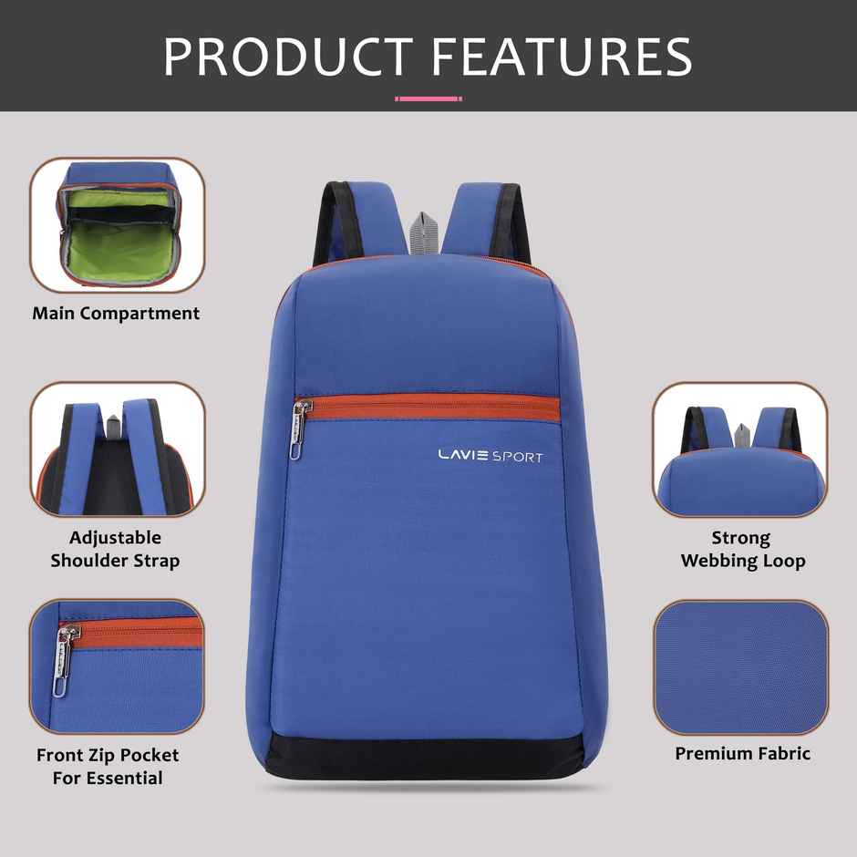 Lavie Sport Unisex Graphic Polyester 11 L Top Handle Casual Backpack | Navy Blue - S