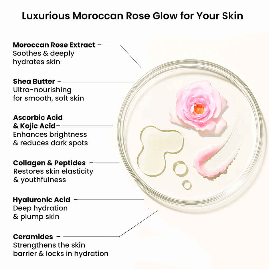 Wild Oak Moroccan Rose Sugar Body Scrub Tan Removal & Strawberry Skin