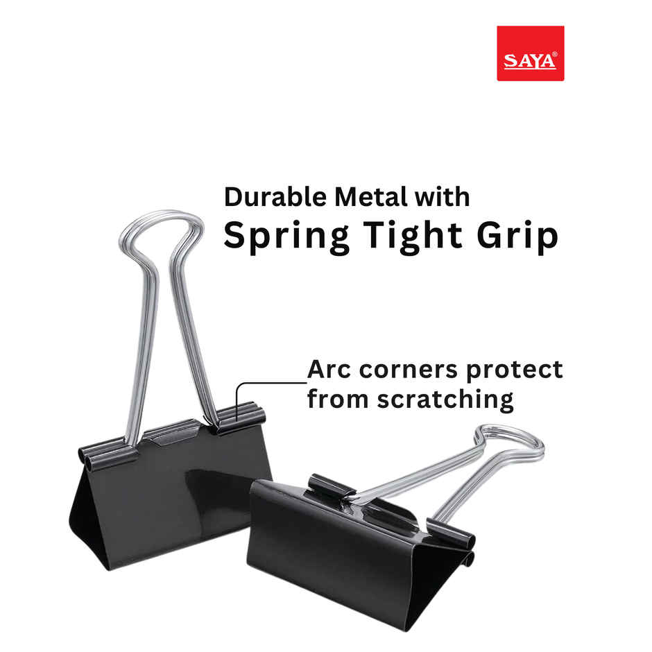 Saya Binder Clips - 25mm Metal Clips, 12 Pieces per Pack for Paper Organization