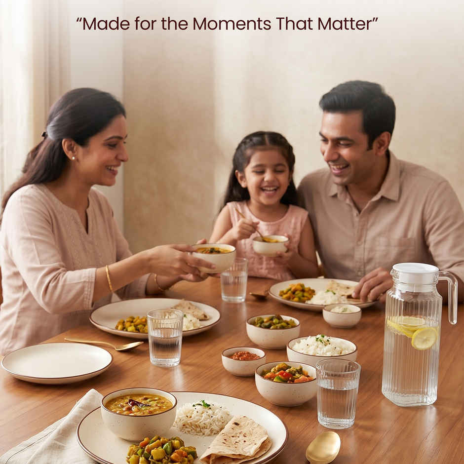 The Earth Store Creme Matte Dinner Set, 2 Full Plates 4 Vegetable Bowls