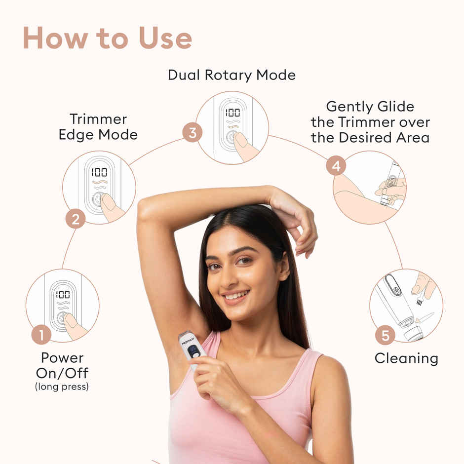 PROTOUCH All Rounder Womens Trimmer Epilator Face Body Portable Rechargeable