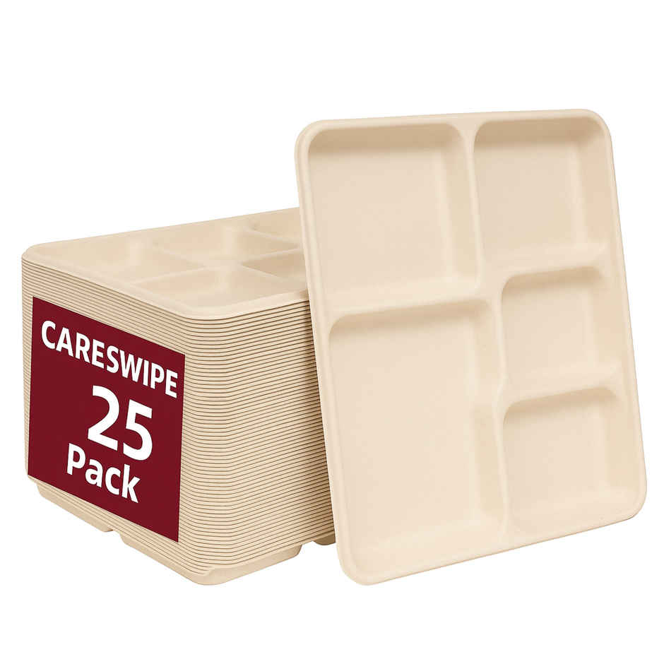 Disposable Plate | Meal Tray | 5 Compartment | Careswipe