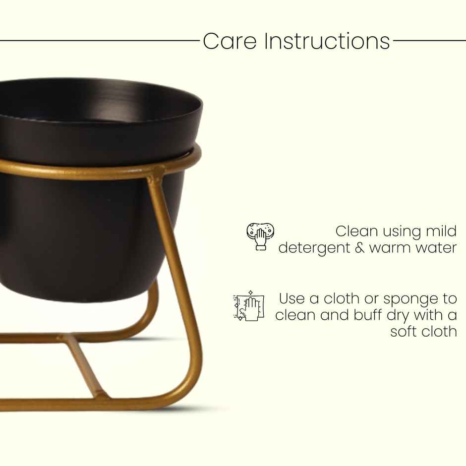 Peng Essentials Reva Home Decor Vase with Stand, Flower Pot - Black - Indoor Planter