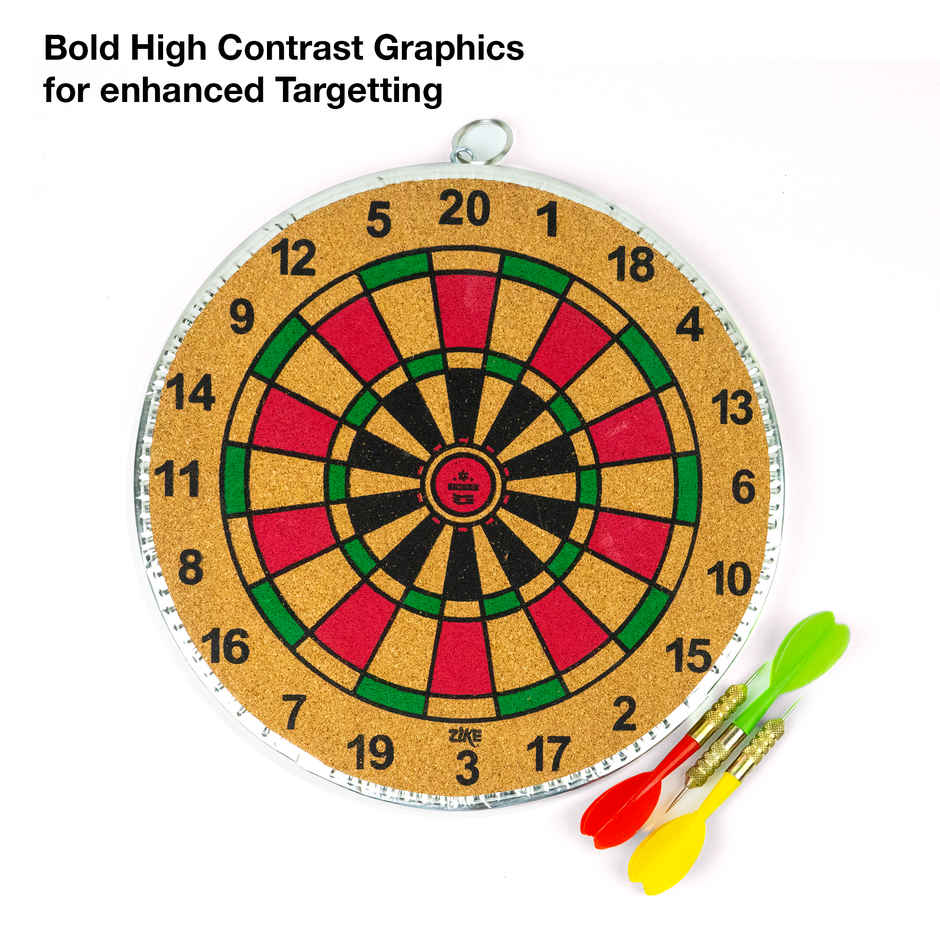 Zike Rugged Wooden Dart Board With 3 Neeedles