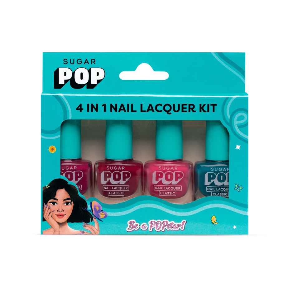 SUGAR POP 4 in 1 Nail Lacquer Kit- 03 Radiant Rainbow | Bright Multi-Shade Set