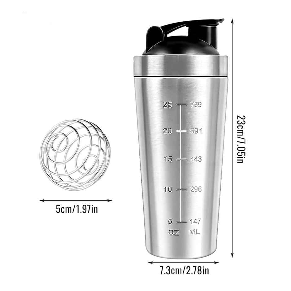 Mayor Stainless Steel Shaker Bottle for Gym and Sports | Silver