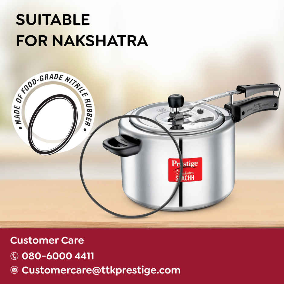 Prestige Nakshatra Inner Lid Pressure Cooker Gasket, 5 & 6.5 Litres - Black
