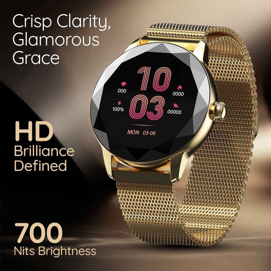 Pebble Vienna Smartwatch | 1.27 in HD Display, BT Calling, Diamond Cut & Health Track