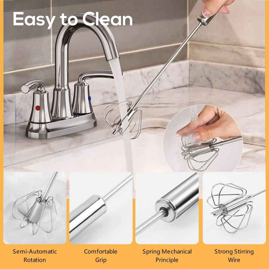 Kuber Industries Automatic Steel Hand Blender for Coffee | Soup | and More