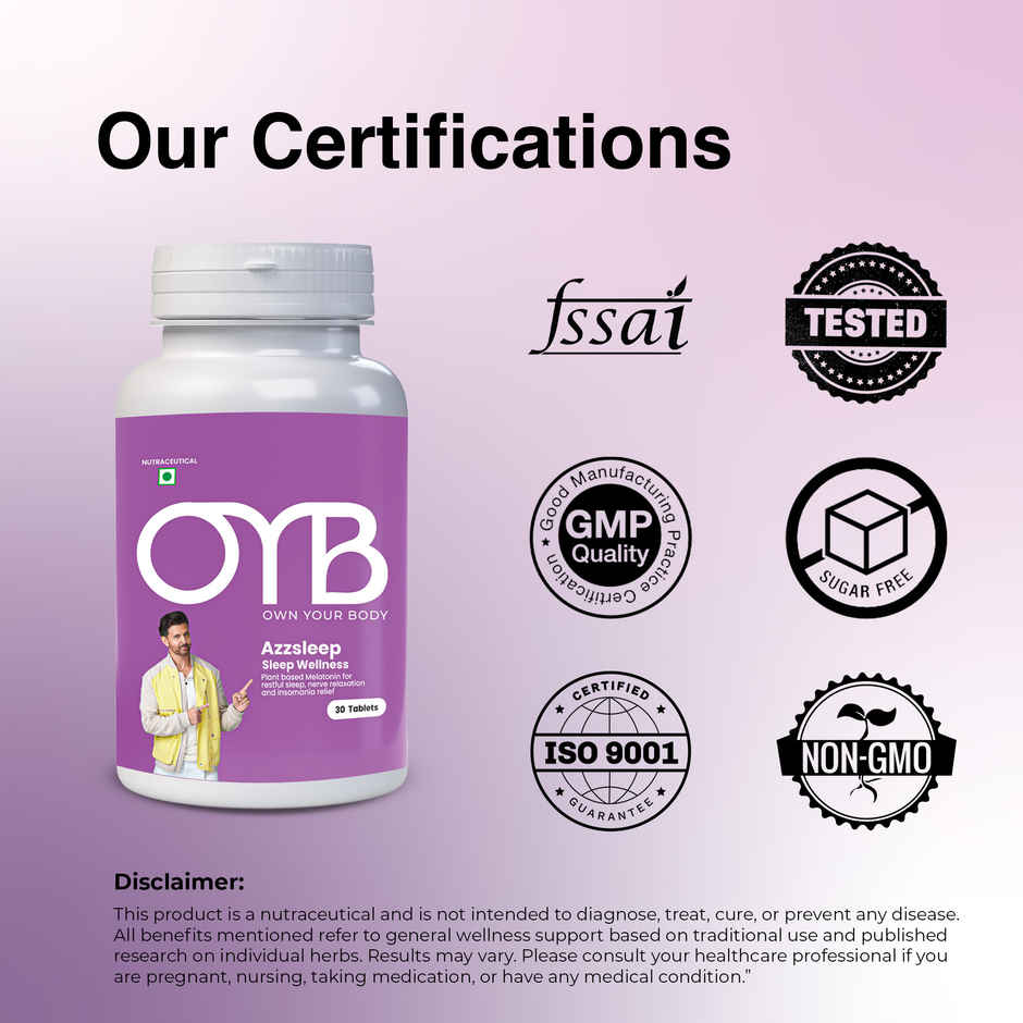 OYB Natural Sleep Tablets with Melatonin & Valerian Root