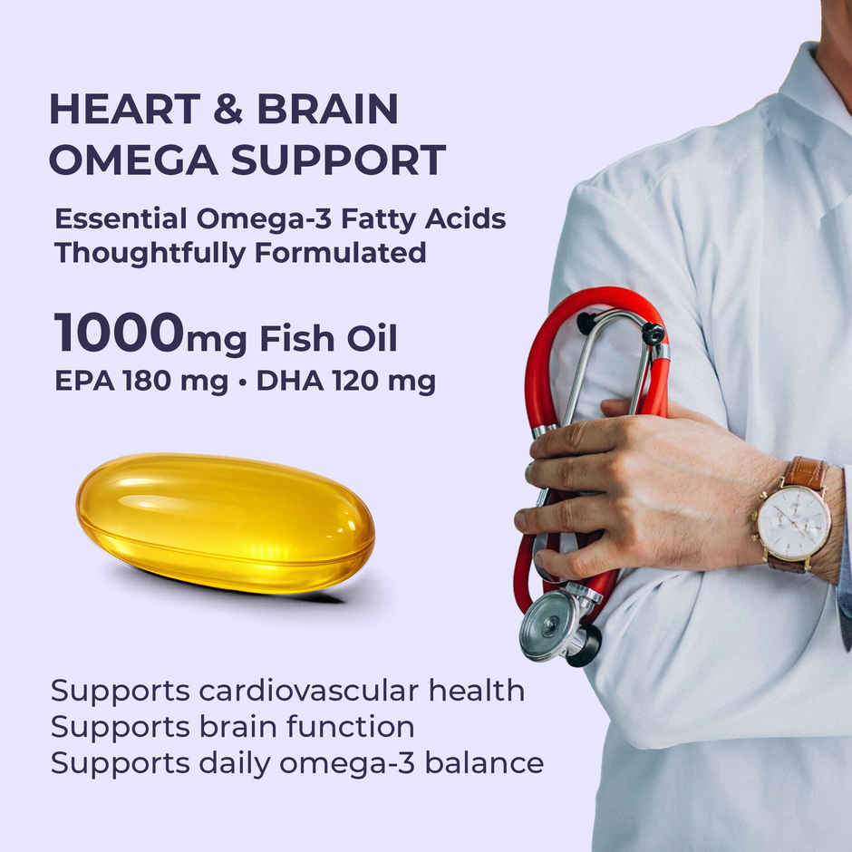 OYB Omega Fish Oil with 1000 mg Omega-3 (EPA & DHA) | 60 Softgels | OYB Omega