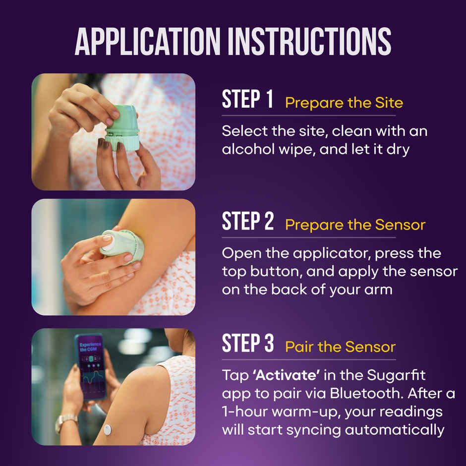 Sugar.fit Smart Glucose Monitoring | CGM | Pack of 1