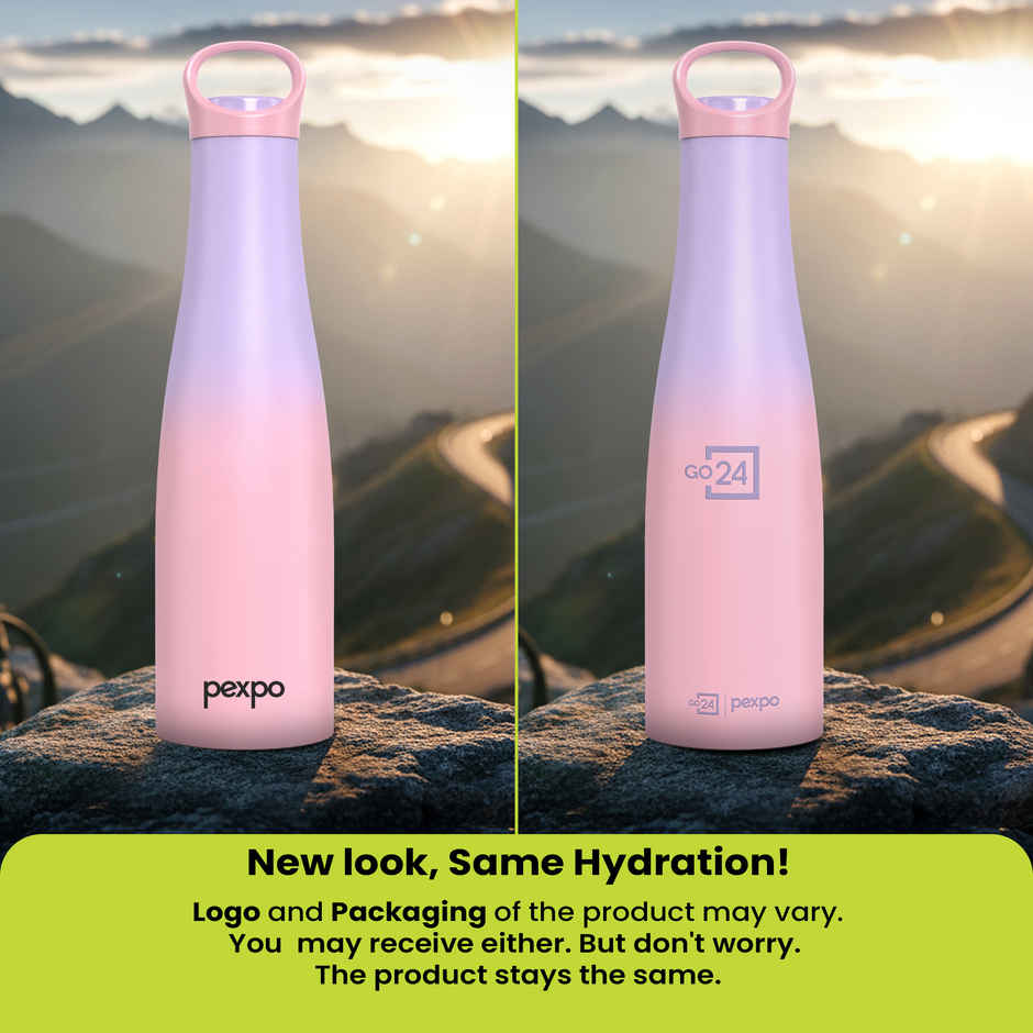 Go24 | Pexpo Stainless Steel Morocco Hot & Cold Insulated Water Bottle | Pink & Purple | 620 ml